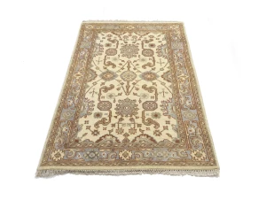 Muted Cream Floral 4X6 Oushak Chobi Oriental Rug