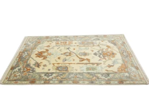 Muted Cream Floral 4X6 Oushak Chobi Oriental Rug