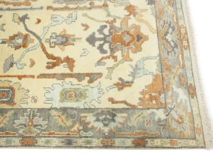 Muted Cream Floral 4X6 Oushak Chobi Oriental Rug