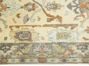 Muted Cream Floral 4X6 Oushak Chobi Oriental Rug