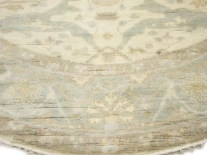 Muted Cream Floral Transitional 8X8 Oushak Chobi Oriental Round Rug