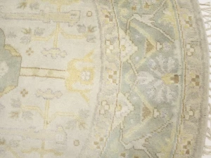 Muted Cream Floral Transitional 8X8 Oushak Chobi Oriental Round Rug