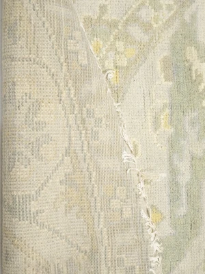 Muted Cream Floral 8X8 Oushak Chobi Oriental Round Rug
