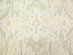 Muted Cream Floral 8X8 Oushak Chobi Oriental Round Rug