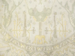 Muted Cream Floral 8X8 Oushak Chobi Oriental Round Rug