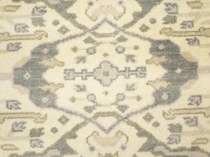 Muted Cream Floral 5X5 Oushak Chobi Oriental Round Rug
