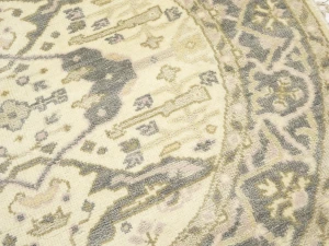 Muted Cream Floral 5X5 Oushak Chobi Oriental Round Rug
