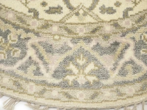 Muted Cream Floral 5X5 Oushak Chobi Oriental Round Rug