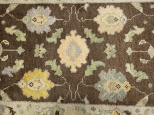 Muted Brown Floral 3X12 Transitional Oushak Chobi Oriental Runner Rug