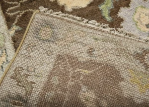 Muted Brown Floral 3X12 Transitional Oushak Chobi Oriental Runner Rug