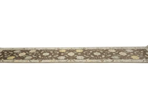 Muted Brown Floral 3X12 Transitional Oushak Chobi Oriental Runner Rug