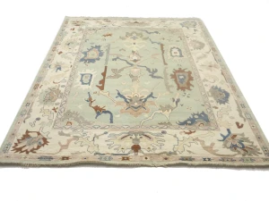 Muted Floral Colorfast 9X12 Oushak Chobi Oriental Rug