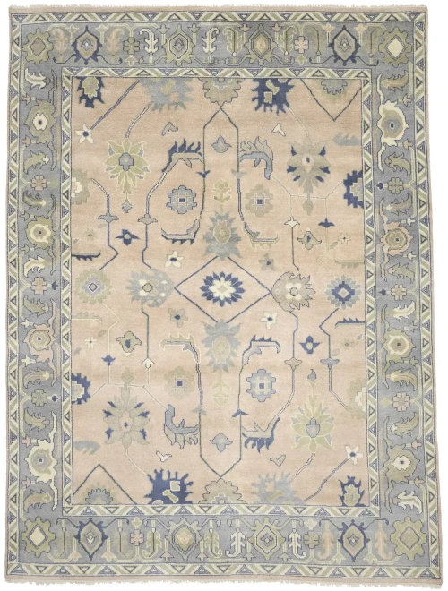 Muted Floral Colorfast 9X12 Oushak Chobi Oriental Rug