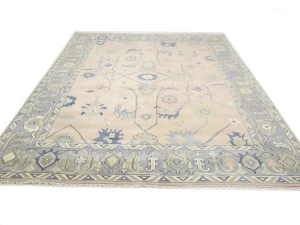 Muted Floral Colorfast 9X12 Oushak Chobi Oriental Rug