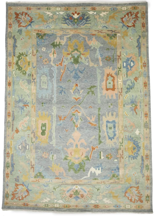 Muted Floral Colorfast 10X14 Oushak Chobi Oriental Rug