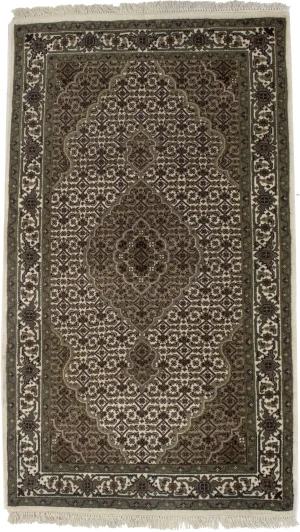 Cream Floral 3X5 Tabriz Fish Mahi Oriental Rug