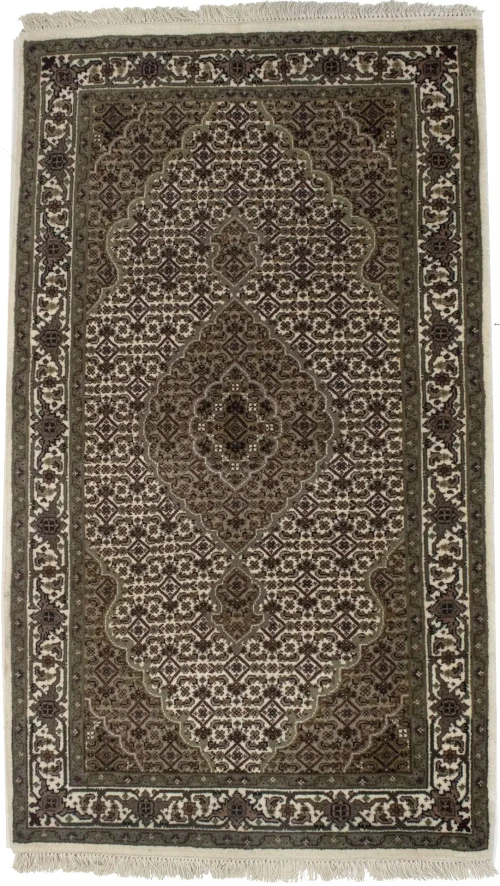 Cream Floral 3X5 Tabriz Fish Mahi Oriental Rug