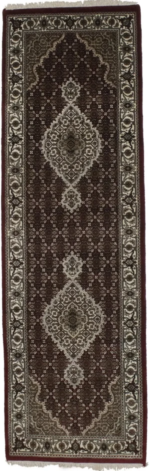 Red Floral Geometric 3X9 Tabriz Fish Mahi Oriental Runner Rug