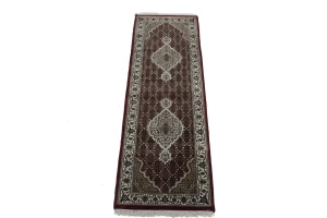 Red Floral Geometric 3X9 Tabriz Fish Mahi Oriental Runner Rug