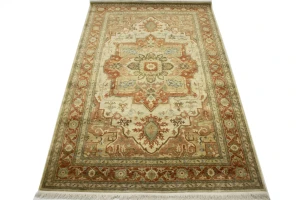 Cream & Rust Orange Traditional 6X9 Heriz Serapi Oriental Rug