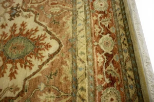 Cream & Rust Orange Traditional 6X9 Heriz Serapi Oriental Rug
