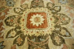 Cream & Rust Orange Traditional 6X9 Heriz Serapi Oriental Rug