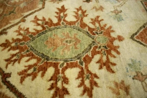 Cream & Rust Orange Traditional 6X9 Heriz Serapi Oriental Rug