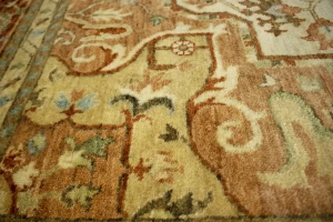 Cream & Rust Orange Traditional 6X9 Heriz Serapi Oriental Rug