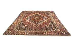 Vintage Rusty Red Floral 10X13 Bakhtiari Persian Rug