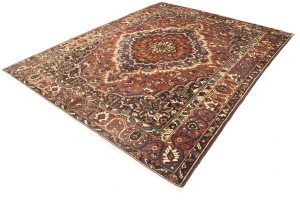 Vintage Rusty Red Floral 10X13 Bakhtiari Persian Rug