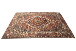 Vintage Rusty Red Floral 10X13 Bakhtiari Persian Rug