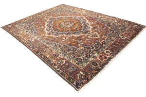 Vintage Rusty Red Floral 10X13 Bakhtiari Persian Rug