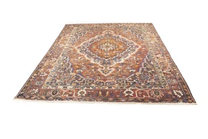 Vintage Rusty Red Floral 10X13 Bakhtiari Persian Rug