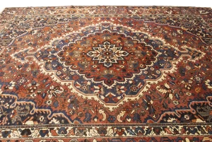 Vintage Rusty Red Floral 10X13 Bakhtiari Persian Rug
