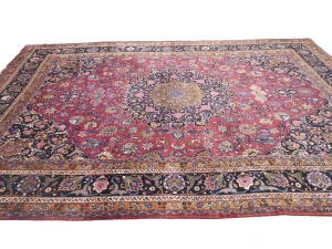 Vintage Maroon Red Floral Traditional 10X13 Mashad Persian Rug
