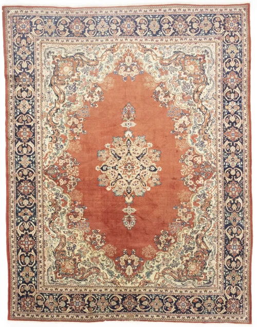 Semi Antique Rusty Red Floral 10X13 Mahal Persian Rug