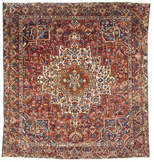 Semi Antique Red Floral 12X12'5 Bakhtiari Persian Rug