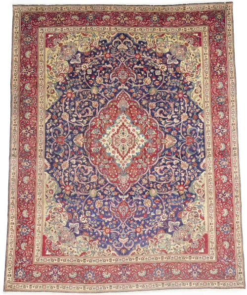 Semi Antique Purple-navy Classic 10X12'5 Tabriz Persian Rug