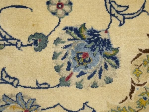 Semi Antique Cream Floral 8X12 Kashan Darbari Persian Rug