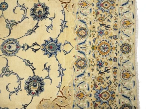 Semi Antique Cream Floral 8X12 Kashan Darbari Persian Rug
