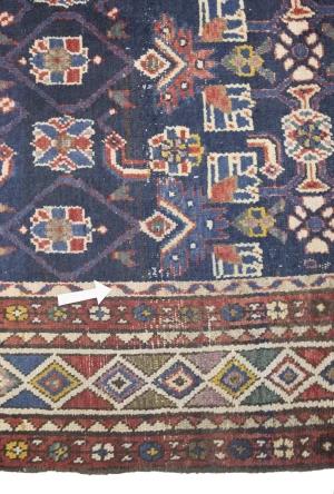 Semi Antique Purple-navy Floral 4X10 Hamedan Persian Runner Rug