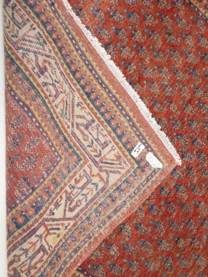 Vintage Orange-red Tribal 4X10 Botemir Persian Runner Rug
