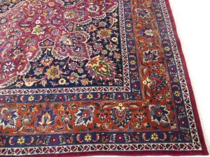 Vintage Maroon Red Floral Traditional 10X13 Mashad Persian Rug