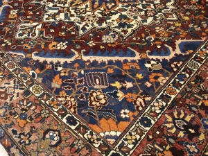 Semi Antique Rusty Brown Floral 10X10 Bakhtiari Persian Square Rug