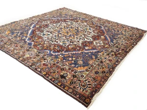 Semi Antique Rusty Brown Floral 10X10 Bakhtiari Persian Square Rug