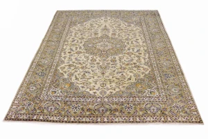 Vintage Beige Traditional 8X11 Kashan Persian Rug