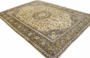 Vintage Beige Traditional 8X11 Kashan Persian Rug