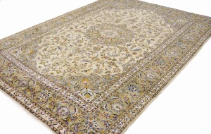 Vintage Beige Traditional 8X11 Kashan Persian Rug