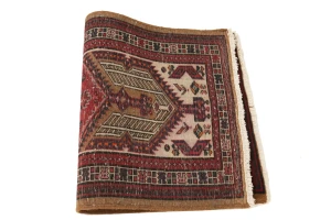 Vintage Red Tribal 2'4X4 Meshkin Persian Rug