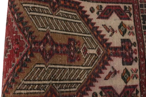 Vintage Red Tribal 2'4X4 Meshkin Persian Rug
